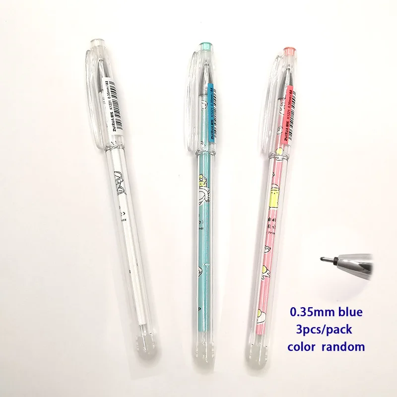 0.35 mm blue 3pc Стираемая гелевая ручка 0,5 мм 0,35 мм ручка поставки шариковые ручки гладкие линии до конца страницы Волшебная нейтральная ручка для письма - Цвет: 0.35 mm blue 3pc