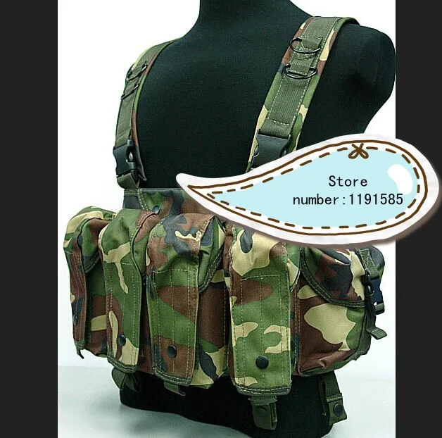 

Outdoor tactical ride AK multi-pocket magazine chest rig carry cs vest Woodland