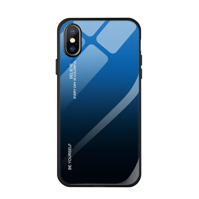 

100pcs DHL Tempered Glass Case For iPhone 11 Pro MAX X XS MAX XR Gradient Color Aurora Back Cover for iPhone 7 8 6 6S Plus