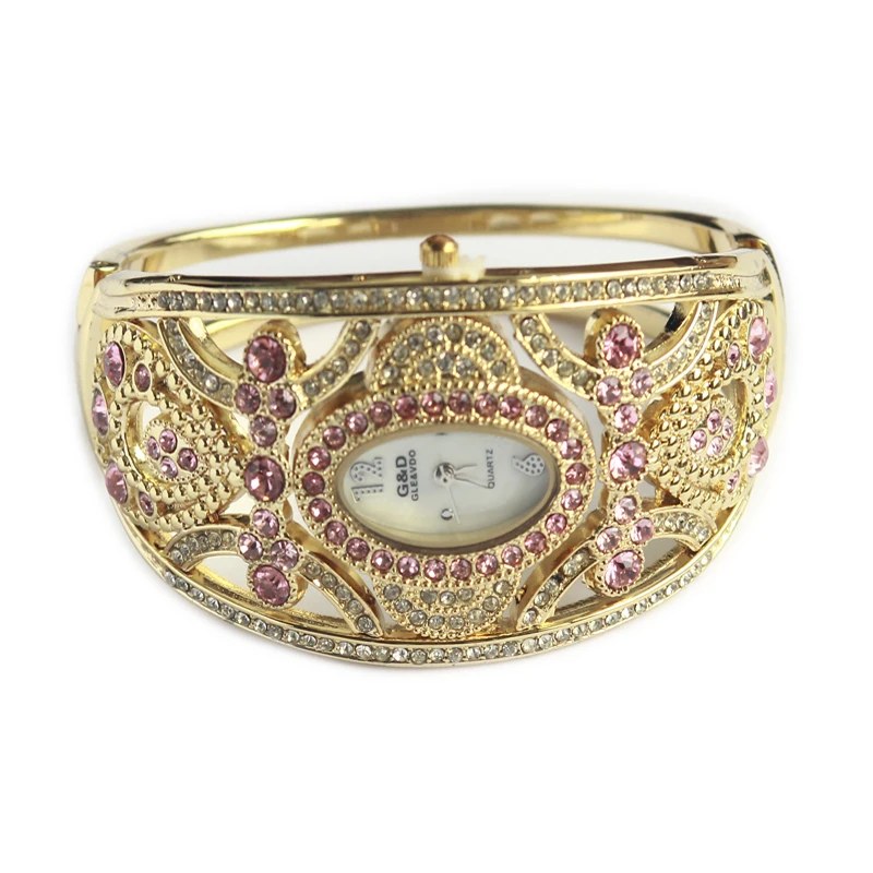 Часы наручные G & D женские кварцевые роскошные брендовые с золотым браслетом