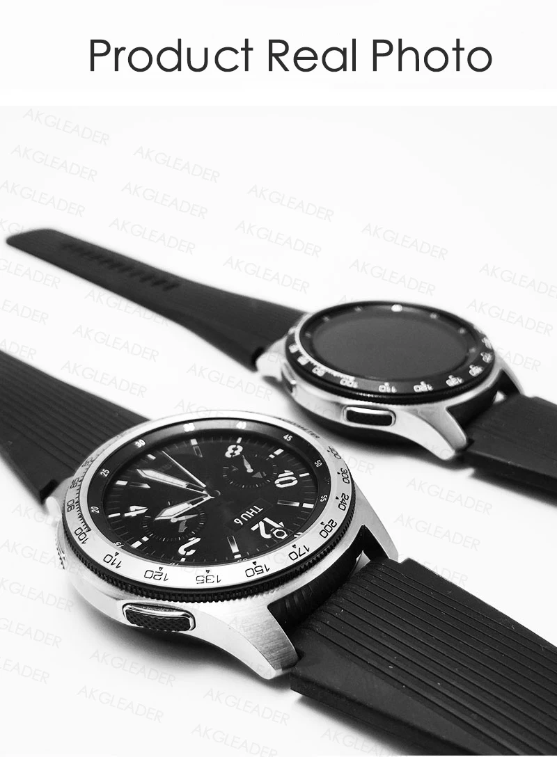 AKGLEADER Cover Ring For Samsung Galaxy Watch 46/42MM Watch Ring Adhesive Cover Anti Scratch Stainless Steel For Gear S3 22mm