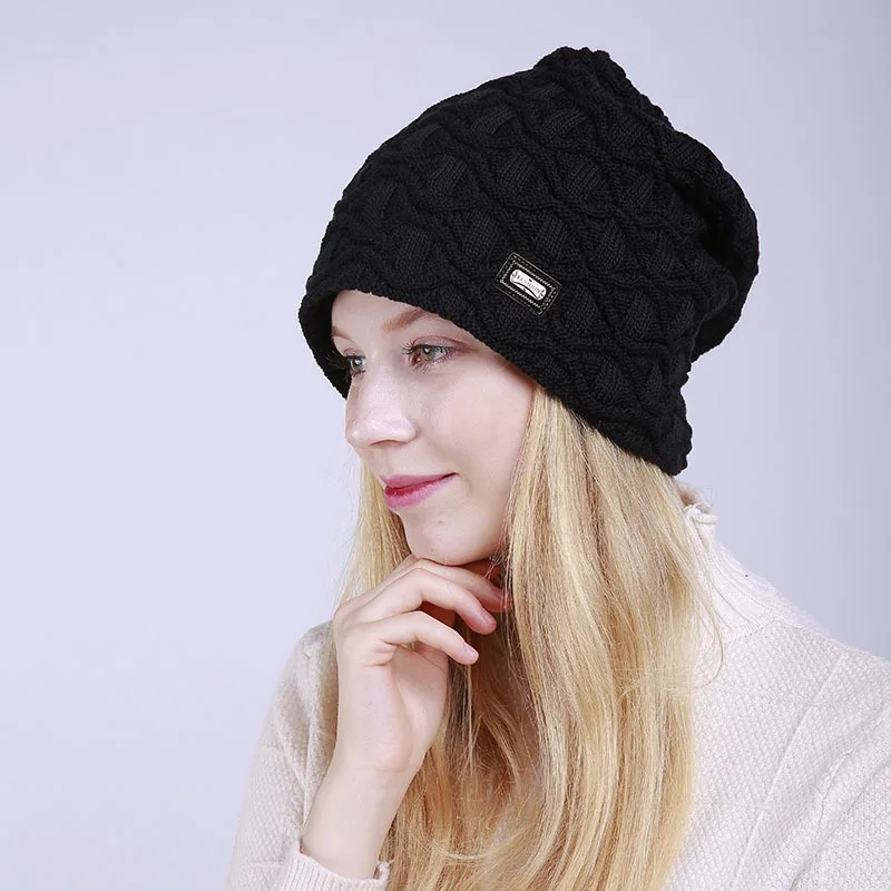 LEDINGSEN 2018 Осенние Синие Теплые флисовые толстые теплые вязаные шапки Skullies Beanies
