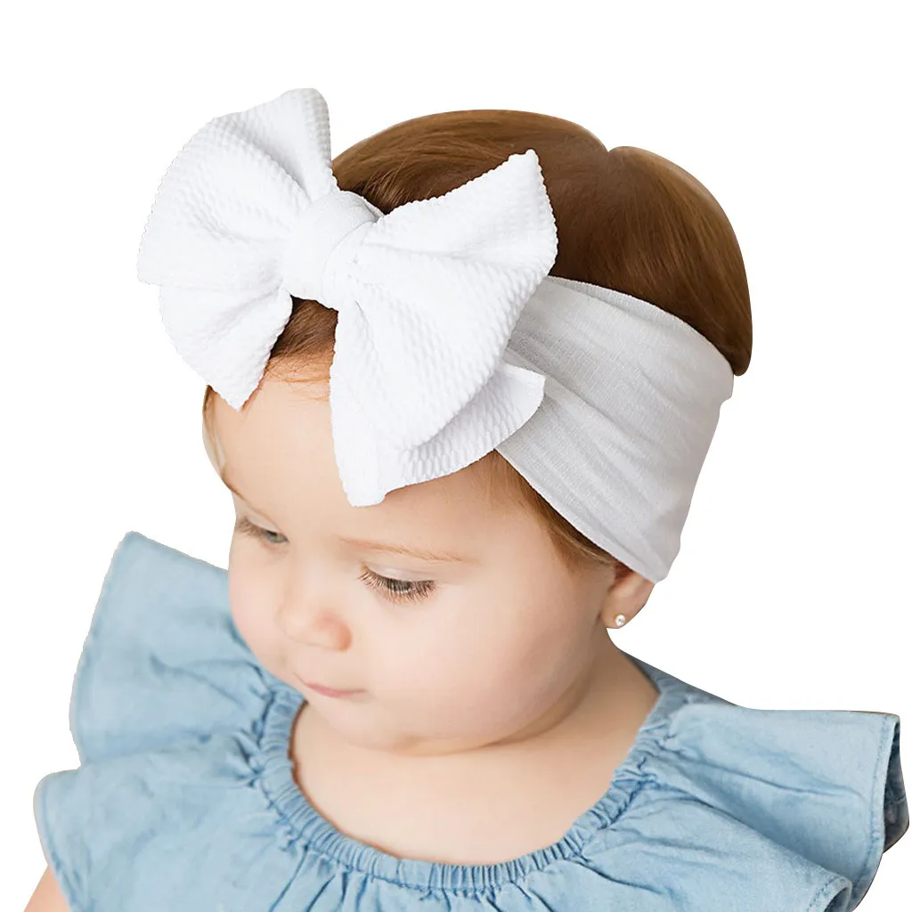 

1Pcs baby headband Toddler Girls Bowknot Headband Stretch Hairband Solid Color Bow Headwear