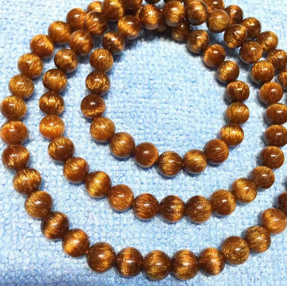 100% натуральная Медь Rutilated Кварц 7 мм Кристальный эффект кошачьих глаз драгоценные