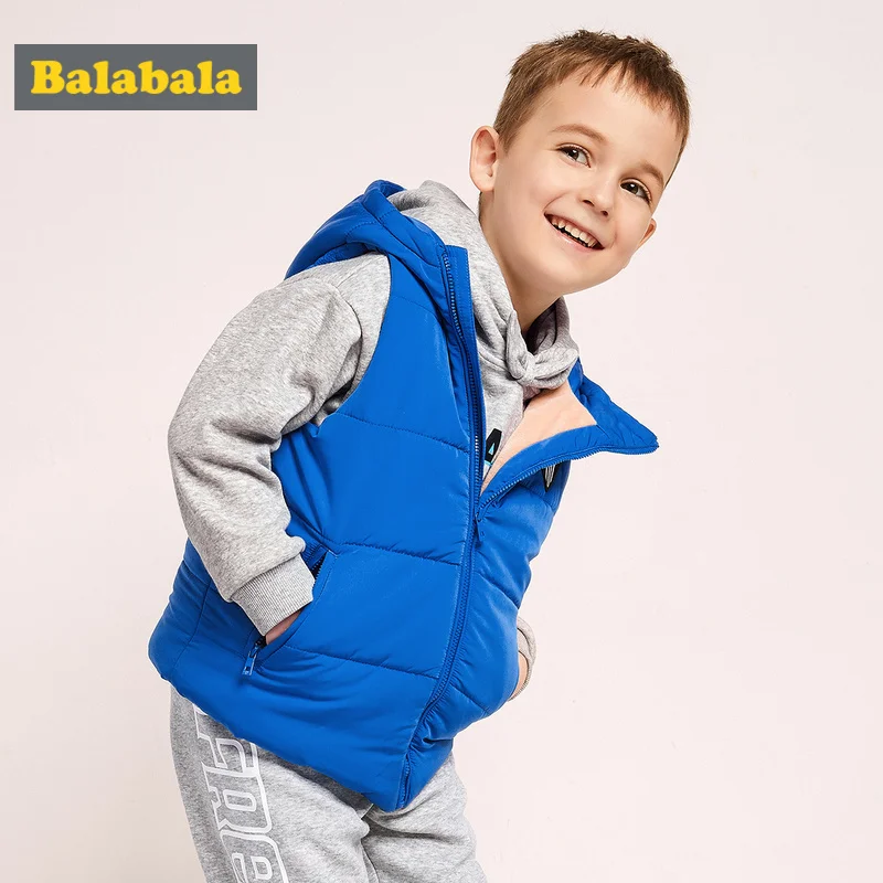 Balabala/зимний детский жилет-пуховик на флисовой подкладке с капюшоном для