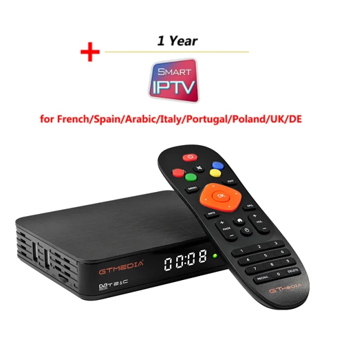 add 1 year IPTV GTMEDIA GTT2 Smart tv box DVB-T2/кабель(J83.A/C)/ATSC-C/ISDBT android 6,0 2GB 8GB 4K H.265 WiFi IP tv простая в эксплуатации Android box - Цвет: add 1 year IPTV