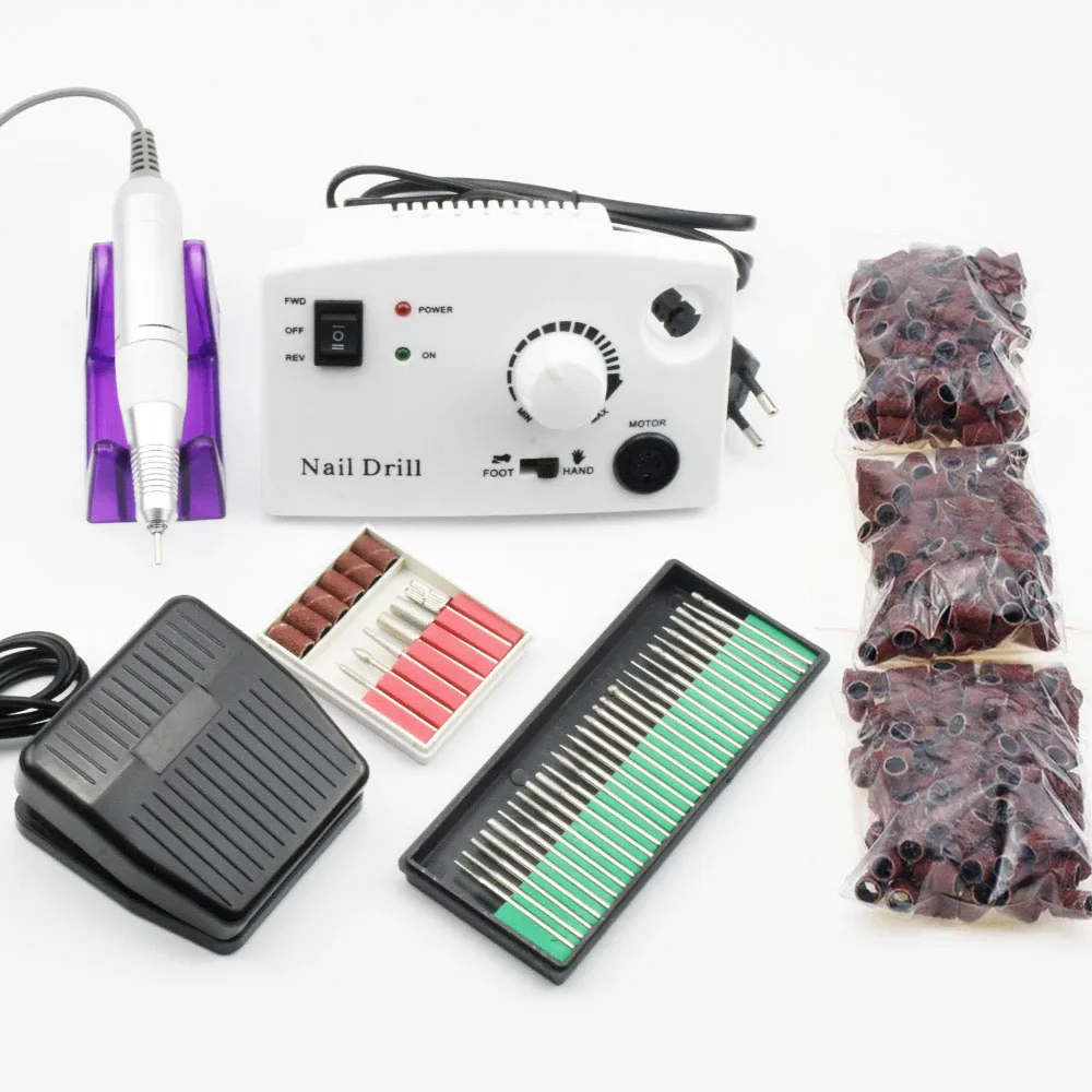 35000 об/мин Электрический сверлильный станок для маникюра, педикюра, набор, электрическая пилка с резцом, Полировочная пилка для нейл-арта, инструмент - Цвет: 30000rpm set 2
