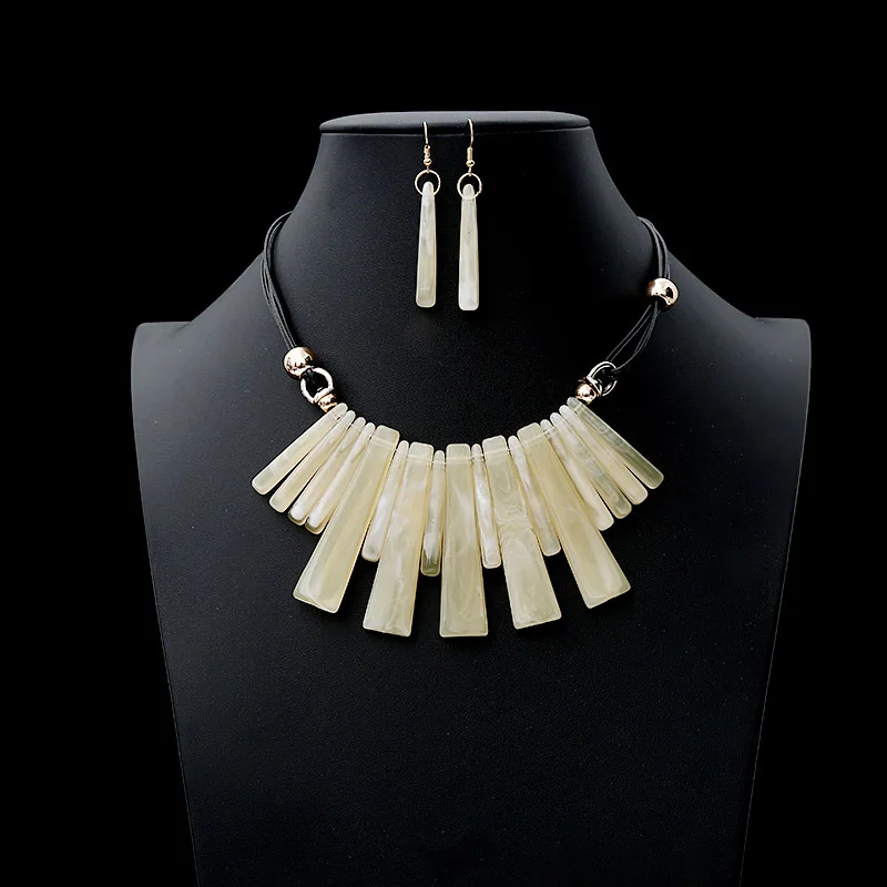 493 Fashion Large Choker Necklaces Earrings Set For Women Exagrated Wedding Jewelry Set Rope Chain Stateme Necklaces Amazing Price - Окраска металла: 493