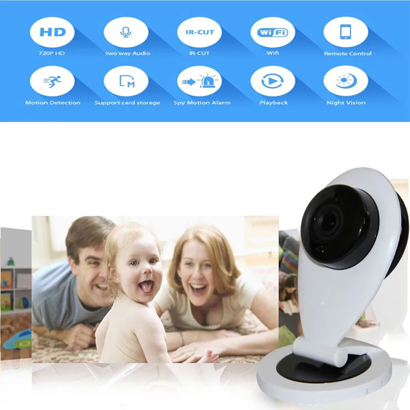 Беспроводная ip камера с Wi Fi 720P 1 0 мегапиксельная видеонаблюдения радионяня