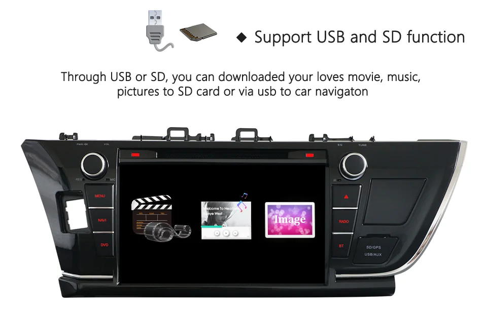 Eunavi 9 ''двойной 2 Din Android 9,0 Восьмиядерный автомобильный DVD для Toyota Corolla 2013 ips сенсорный экран 1024*600 радио gps стерео