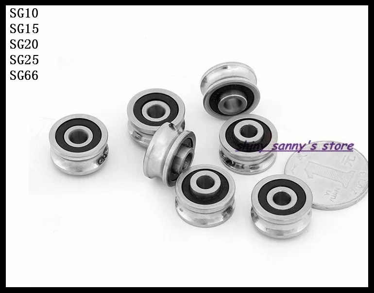 

5 шт./лот SG10 SG15 SG20 SG25 SG66 U подшипник, стальной шкив, шарикоподшипники, направляющий роликовый подшипник