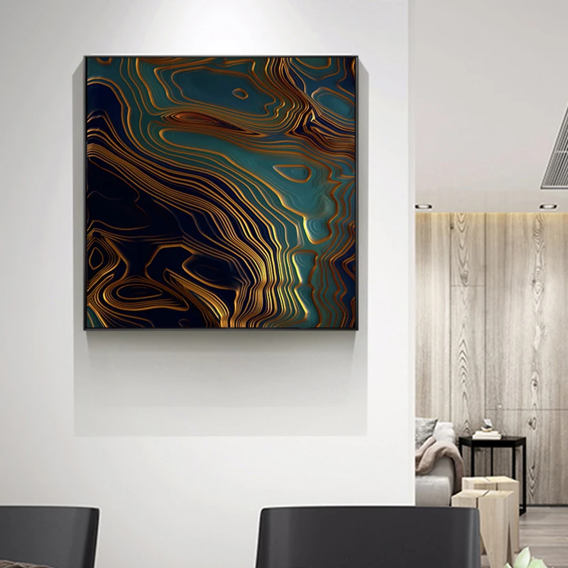 Abstract Gold Foil Canvas Painting Modern Poster Print for Living Room Bedroom Pop Art Decor Fashion Red Green Wall Art Pictures