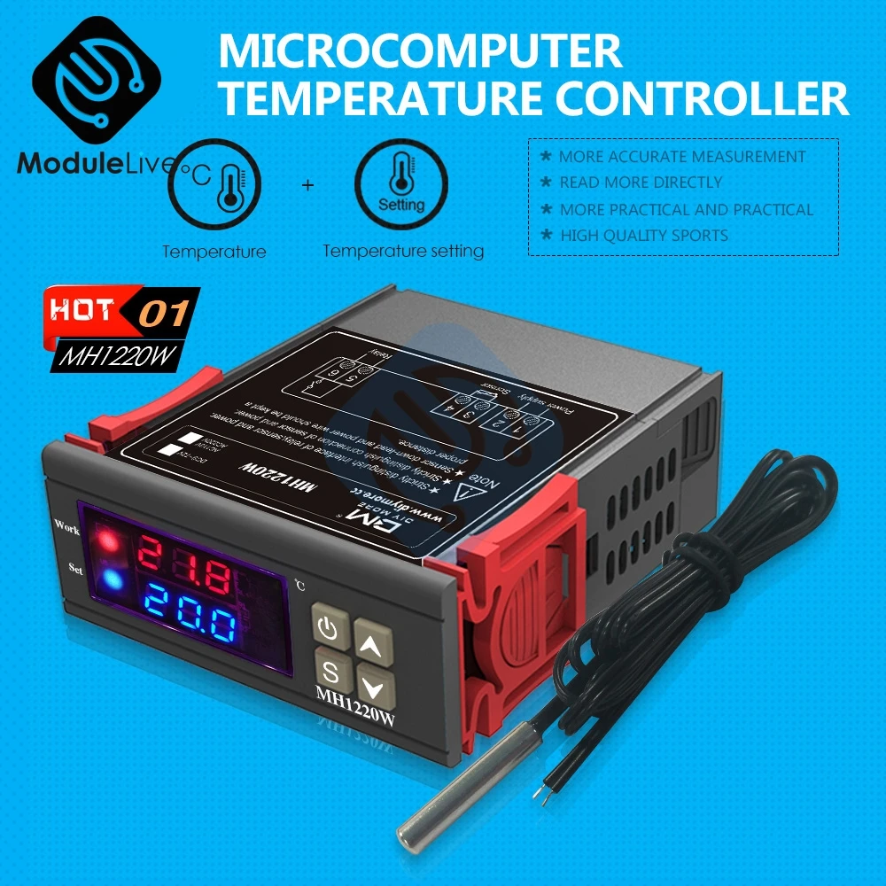 Цифровой дисплей MH1220W 220V 110V 12V термостат температурный контроллер внутренний