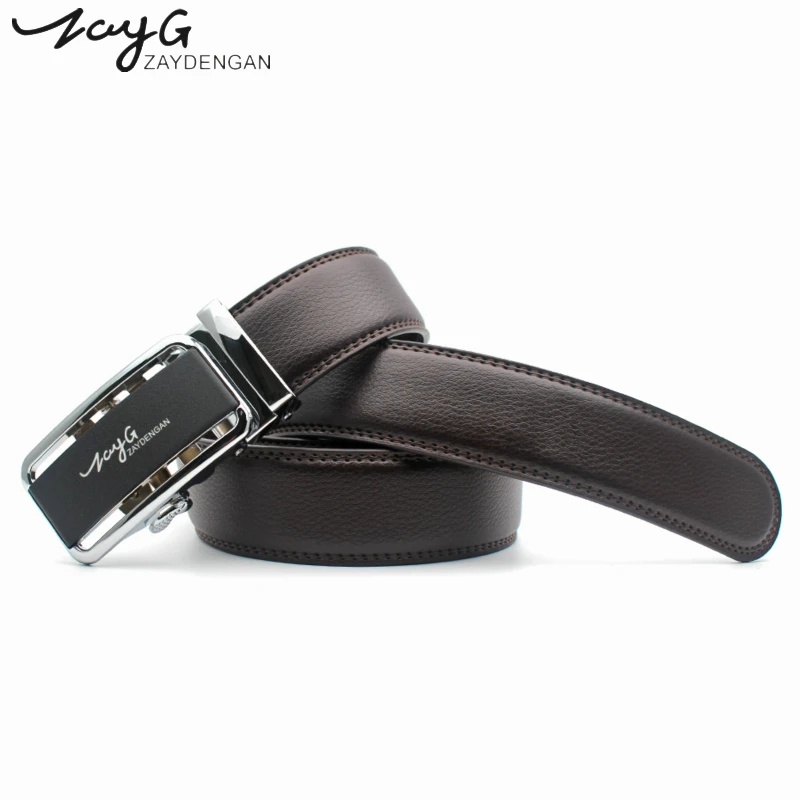 

ZAYG Fashion metal Automatic Buckle Belts Men Brown Leather Jeans Luxury Belt designers Men High quality Alloy Buckle Belts