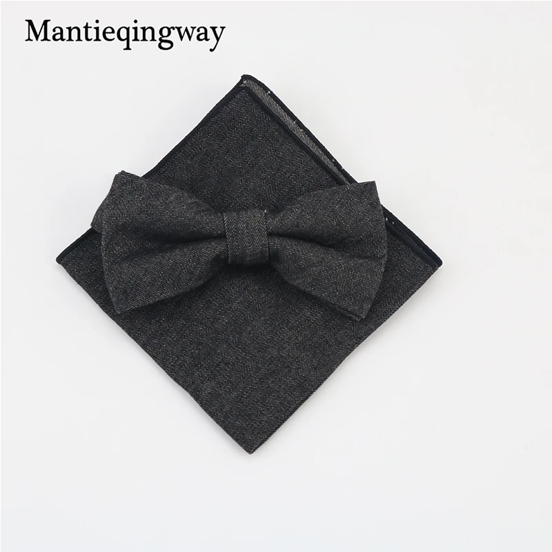 Бренд Mantieqingway бабочку и платки набор Ковбой Стиль Denim & Цветочный хлопок галстук с