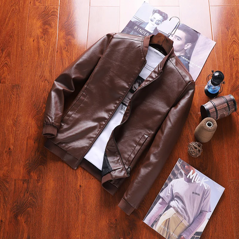 

Men's coat Winter 2018 new velvet thickening leather jacket autumn dress spring and autumn men's network red trend