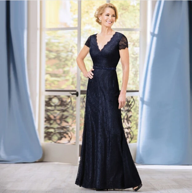 2016 кружева с коротким рукавом мать невесты платья v-образным бусины корсет спинки