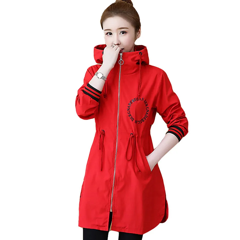 Fashion New Women Trench Coat Solid Loose Hooded Pocket Zipper Lightweight Windbreaker Outwear Female Casual 2019 Plus Size Q386 | Женская