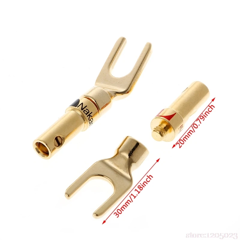 NEW 8 Pcs Brass Gold Plated Y Spade Speaker Plugs Audio Screw Fork Connector Adapter | Обустройство дома