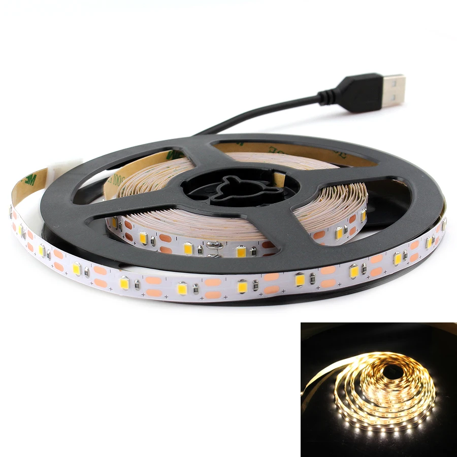 AC DC 5 в USB Светодиодная лента RGB 1 м SMD 2835 60 светодиодный s/M светильник Диодная