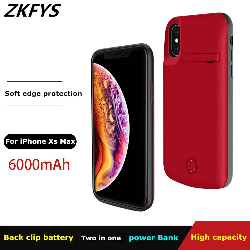 Чехол внешнего аккумулятора ZKFYS 6000 мАч для iPhone XR чехол мягкий силиконовый