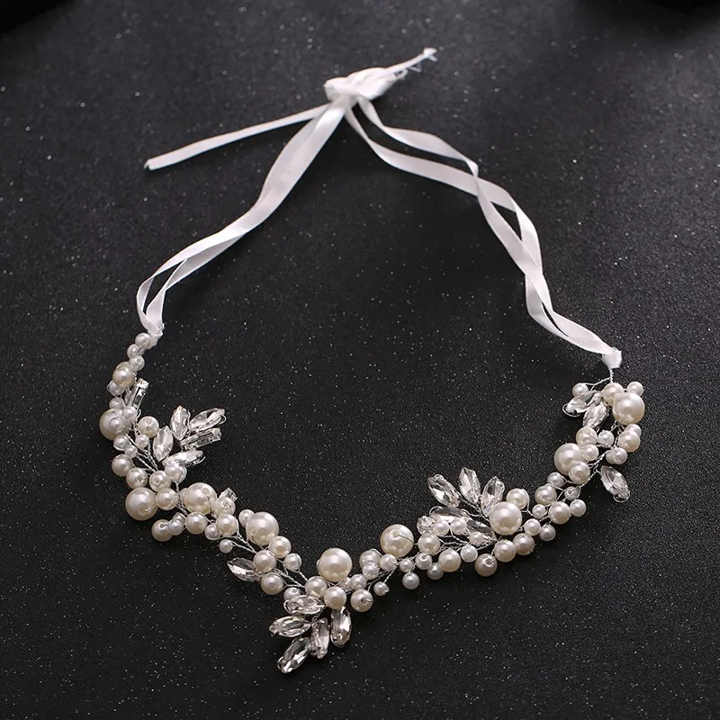 Романтический роскошный свадебный аксессуар для волос с жемчугом 30 см |