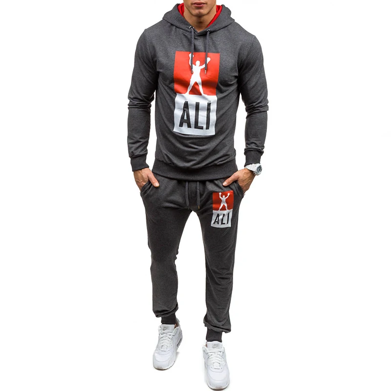 Мужской спортивный костюм Али черная толстовка с капюшоном для отдыха S XXL