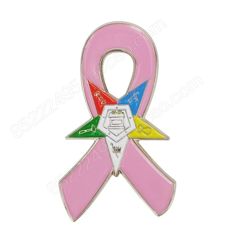 

Breast Cancer Awareness Eastern Star OES Pink Ribbon Lapel Pins