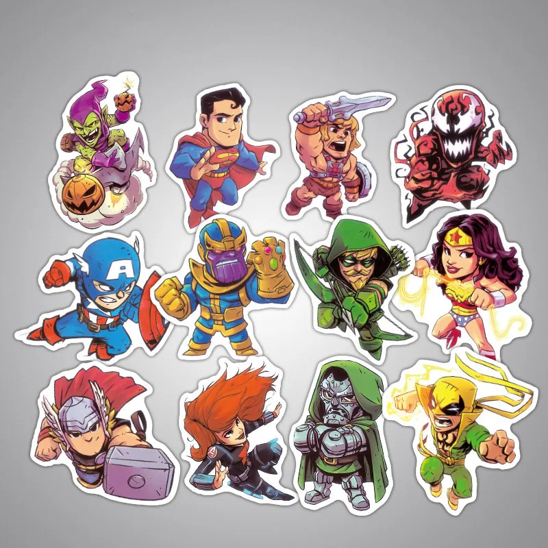 50 шт. милые водонепроницаемые супер наклейки герои для MARVEL DC граффити наклейка для скейтборда багаж ноутбук блокнот "Гитара" автомобиль