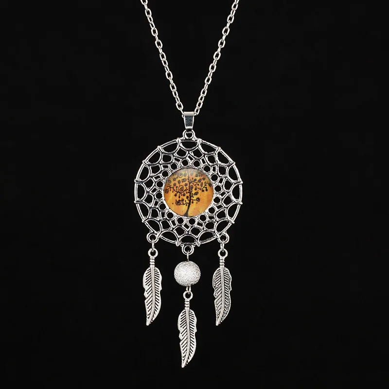 SUTEYI винтажное Древо Жизни Стекло ожерелье подвеска Ловец снов дерево жевание