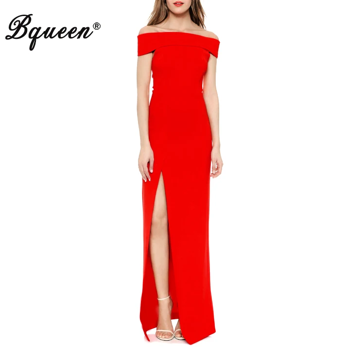 Bqueen 2017 Новое Элегантное Длинное платье с открытыми плечами и высоким разрезом |