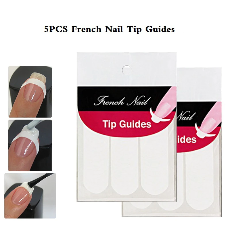 french nail stickers BUKAKI 2 шт Набор для дизайна ногтей черный+ Супер Блестящий Белый Блестящий цветной лак для ногтей гибридные Лаки УФ светодиодный Гель-лак Набор для французского геля - Цвет: french nail stickers