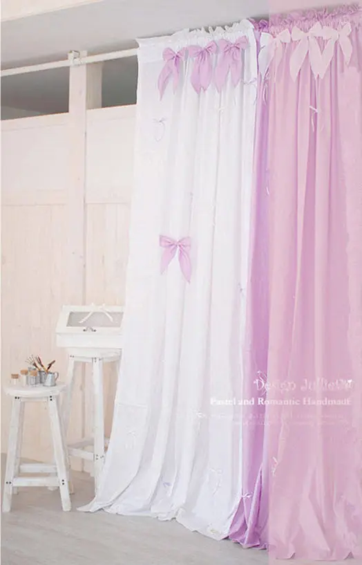 1 шт. розовая ткань с бантом синие фиолетовые принцессы оконные шторы свадебное