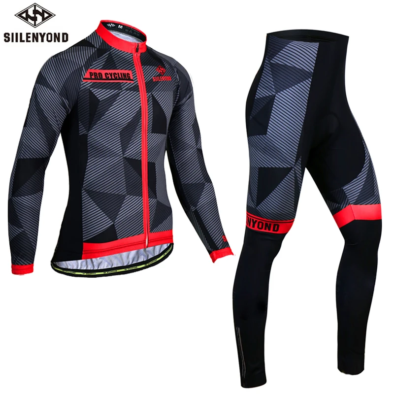 Cycling Set Siilenyond Pro ударопрочный Комплект Джерси для велоспорта MTB велосипедная одежда с длинным рукавом горная одежда для езды на велосипеде костюм - Цвет: Cycling Set