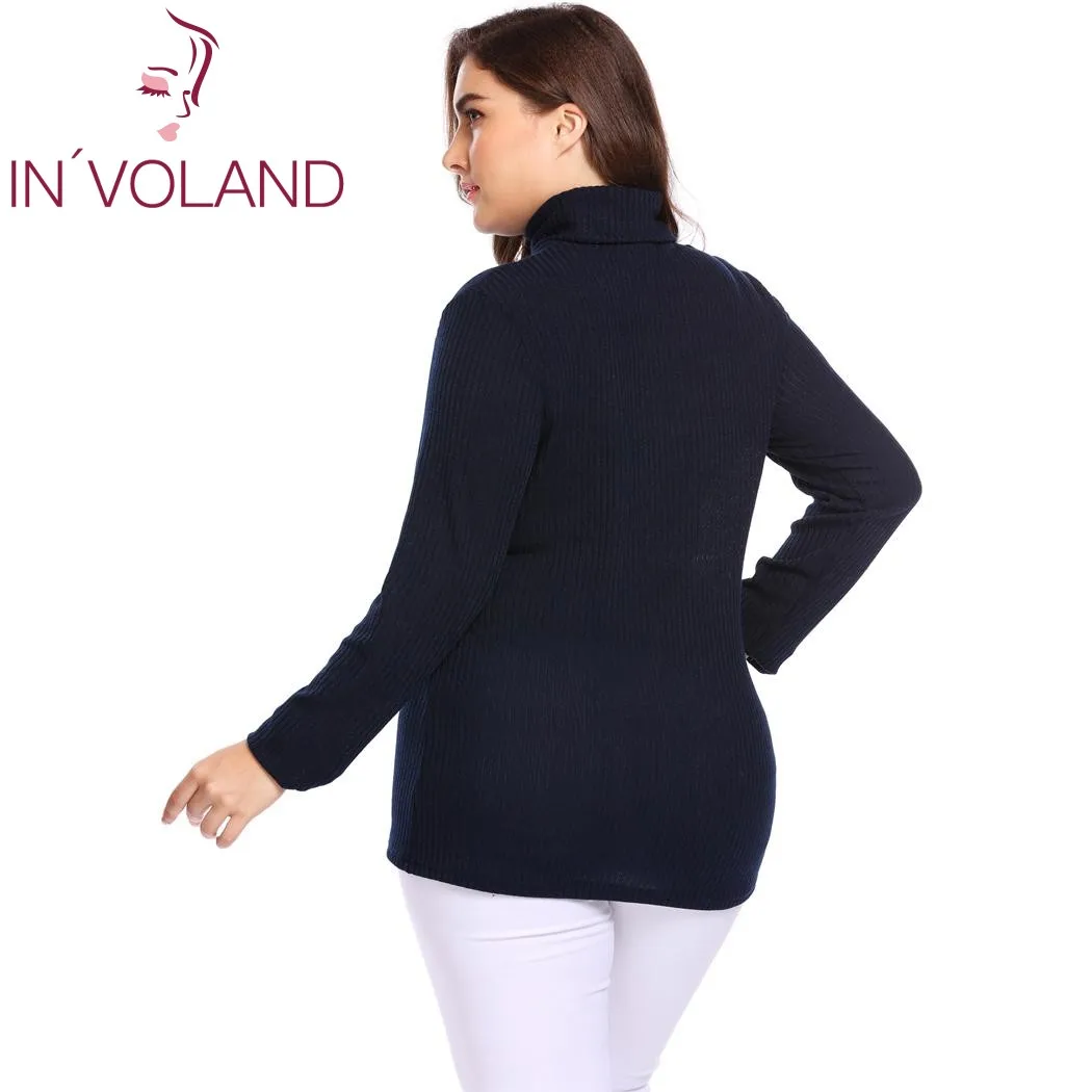 IN'VOLAND плюс Размеры женские свитеры пуловеры осень-зима Классические Теплые Mock