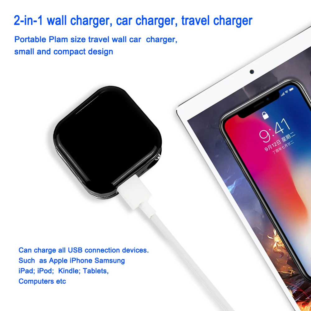 2.1A 2-в-1 двойной Порты и разъёмы переносной usb-адаптер для Зарядное устройство дома стены автомобиля Зарядное устройство комбинированная настенная зарядка автомобиля зарядное устройство для Зарядное устройство USB Порты и разъёмы EU/UK/US вилка