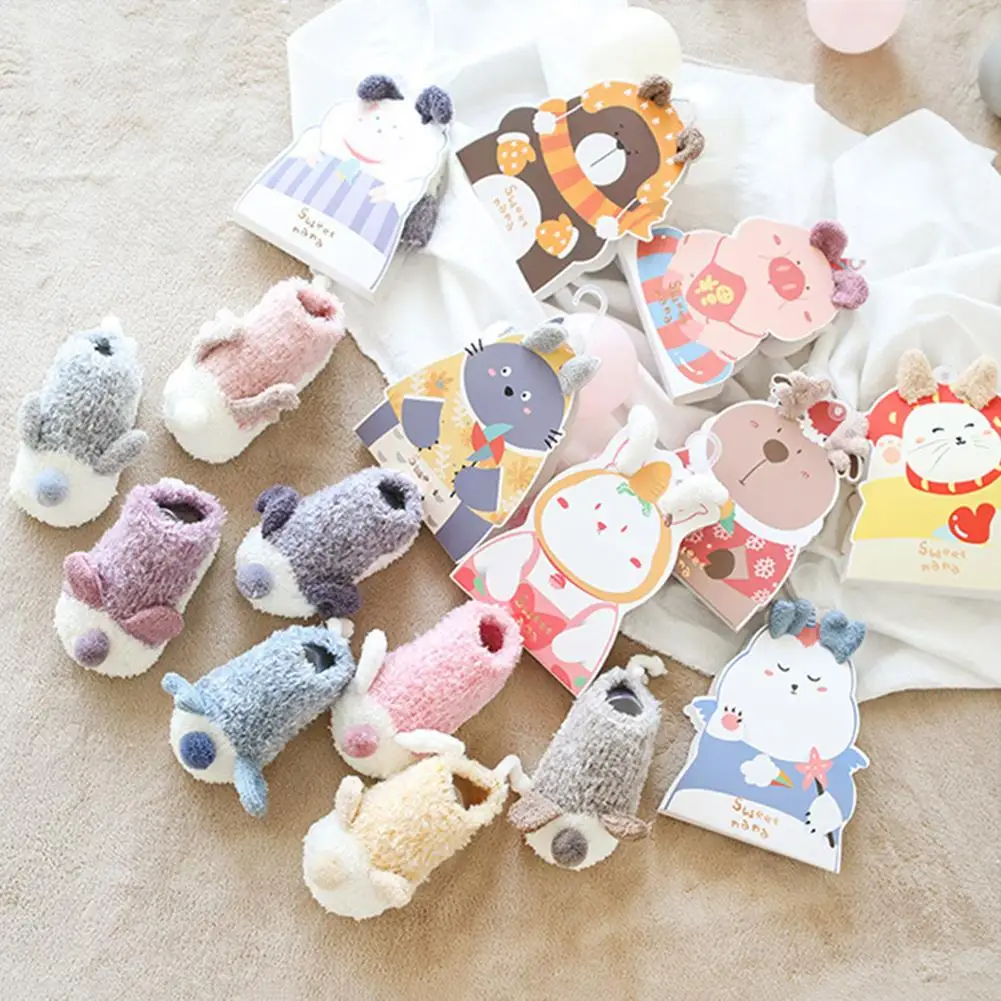 

Autumn Winter Small Animal Cartoon Pattern 3D Home Socks Non-Slip Floor Unisex Socks for 0-2 Years Old Baby Boys Baby Girl