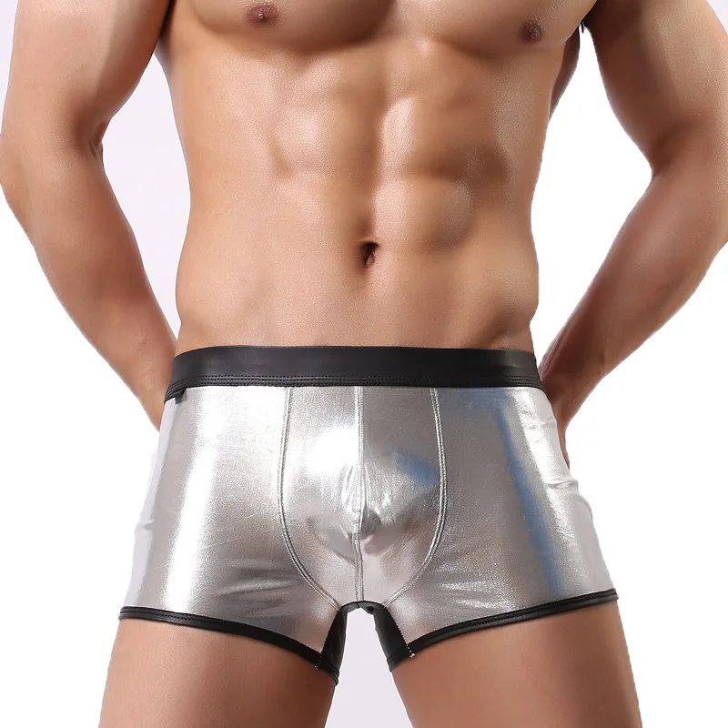 Розничная продажа 4 цвета отличные мужские трусы-боксеры из искусственной кожи и
