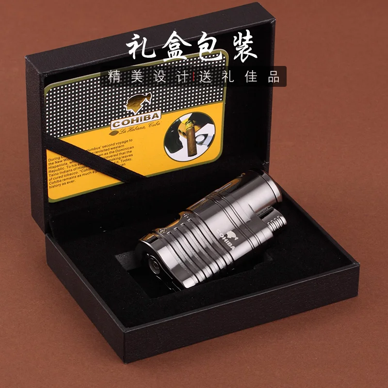 COHIBA Mini Metal Windproof Pocket Cigar Lighrer With 4 Jet Blue Flame | Дом и сад