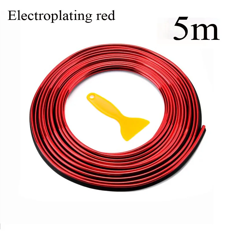 electroplating red Автомобильный Стайлинг, 5 м/шт., универсальный, сделай сам, гибкий, для украшения интерьера, Формовочная отделка, полоски, Автомобильный Центральный контроль и полоса для отделки дверей - Название цвета: electroplating red