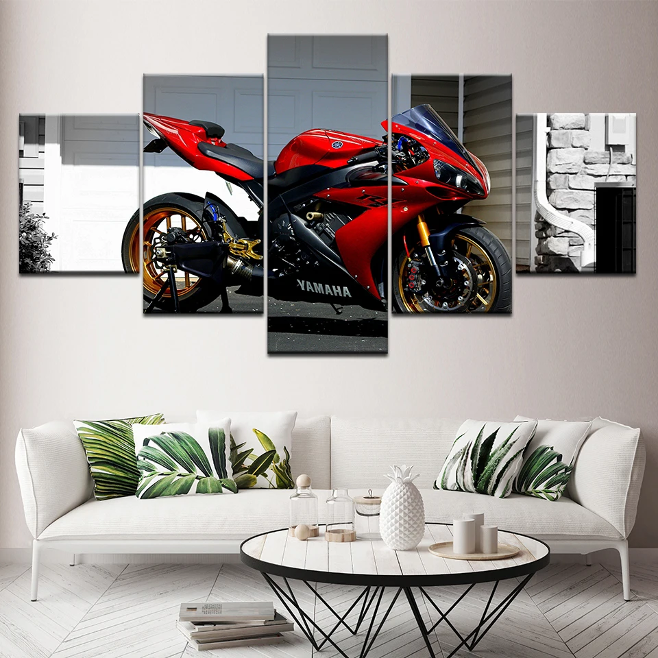Фото NMD R1 Core, красный, черный мотоцикл, 5 шт., HD обои, художественный принт на холсте, современный постер, модульная живопись, домашний декор №5