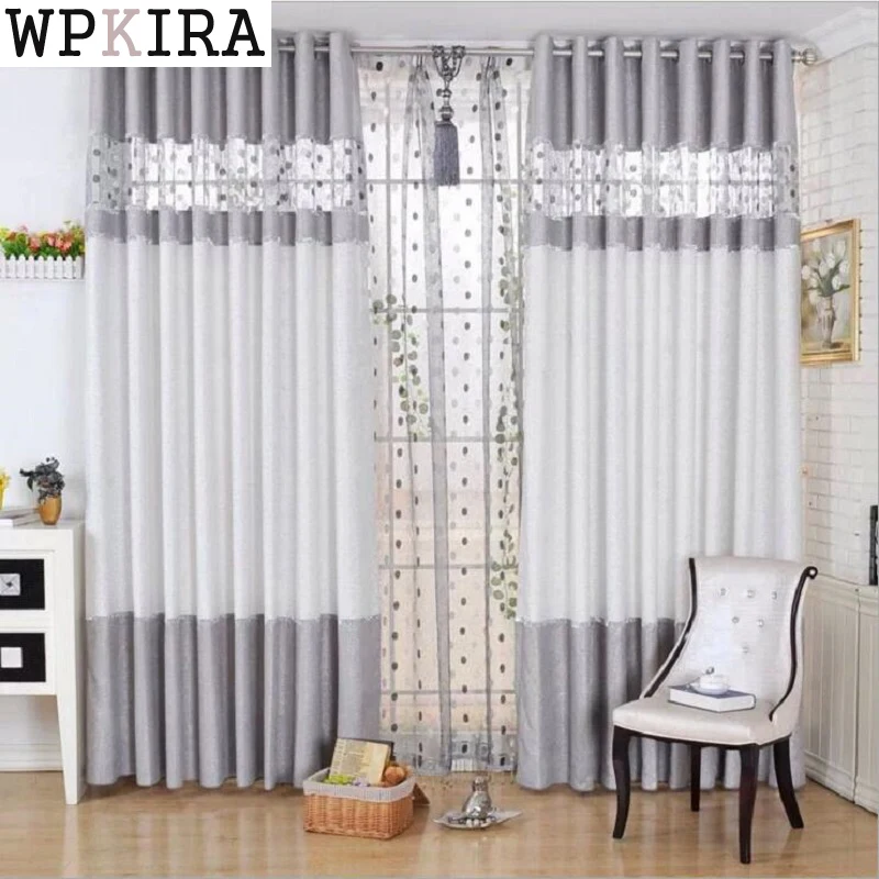 

Chinese Bird Nest Curtain for Living Room Sliver Grey Stitching Geometric Drape Chenille Window Bedroom Sheer Fabric 221&C