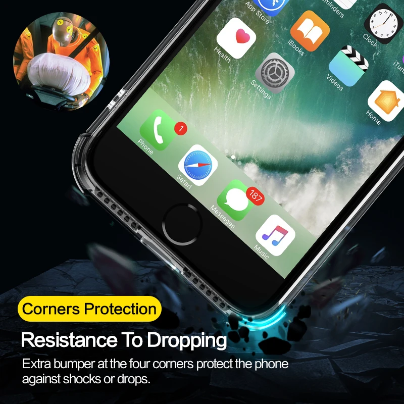 SmartDevil Shockproof Bumper Phone Case for iPhone X XS XR Max Transparent Silicone Clear Protection Back Cover |