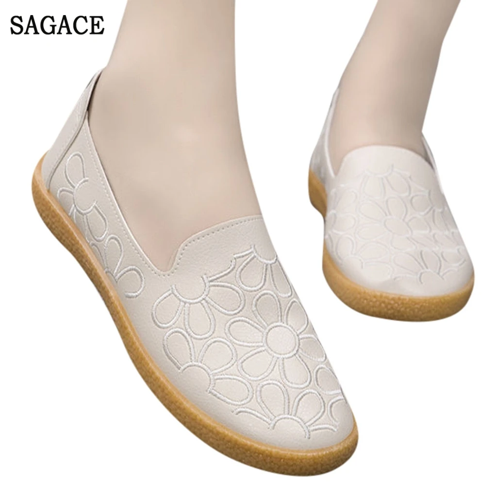 SAGACE Женские Ретро винтажные вышитые Лоферы обувь на плоской подошве Весна Осень