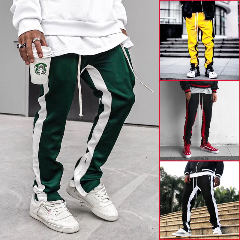 

sport pants men Straight leg matching trousers 2018 new arrival patchwork jogger