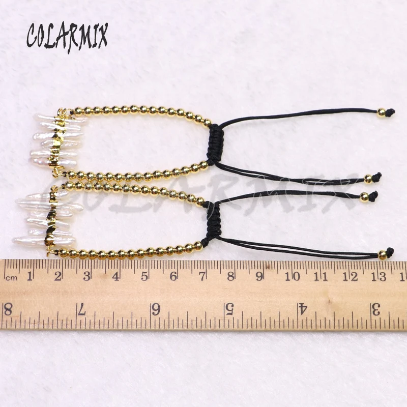 

6Pcs Natural pearls charms bracelet Gold color plated pearls charms jewelry gift for lady fashion jewelry bracelet gift 9237