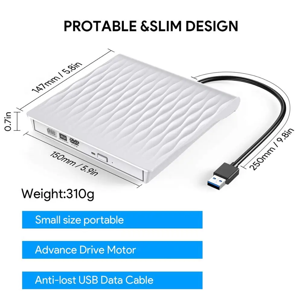 YiYaYo USB 3 0 DVD привод Оптический Внешний RW ГОРЕЛКА CD ROM плеер для ноутбука hp Компьютер