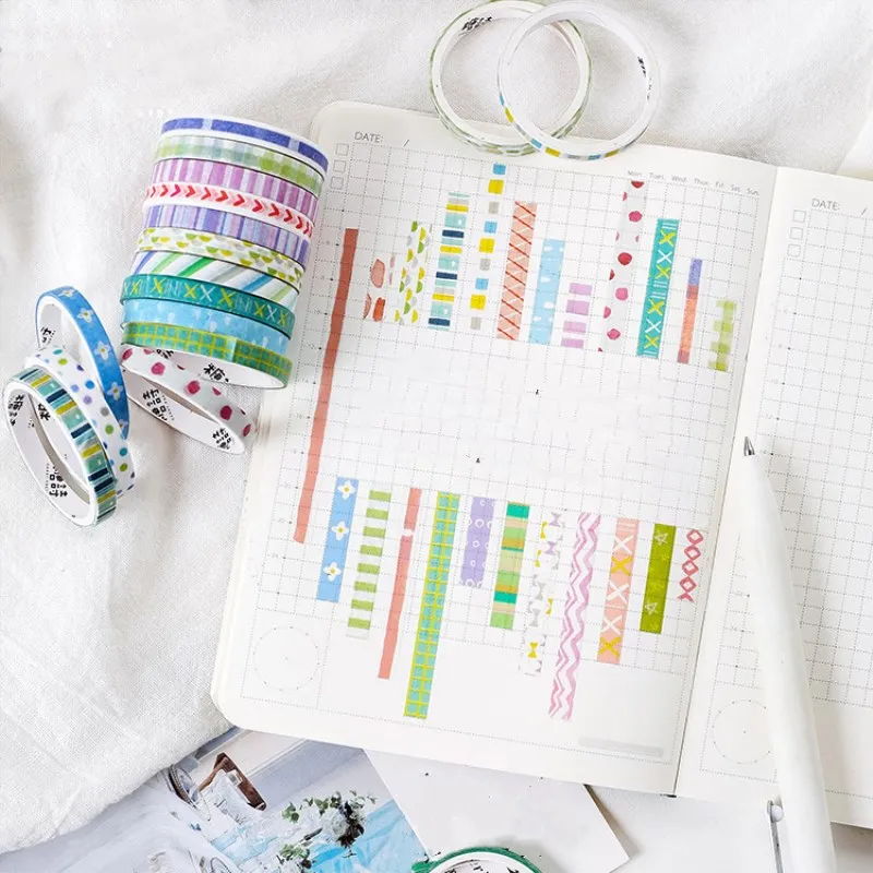 10 шт./кор. милый черный лента Washi Бумага DIY планировщик изоляционная лента клейкая наклейки с лентами Декоративные Канцелярские Ленты