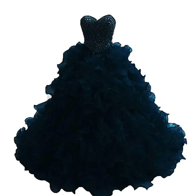 Navy Blue ANGELSBRIDEP очаровательные пышные платья для 16 лет с хрустальными бусинами органза бальное платье vestidos De Anos Формальное вечернее платье - Цвет: Navy Blue