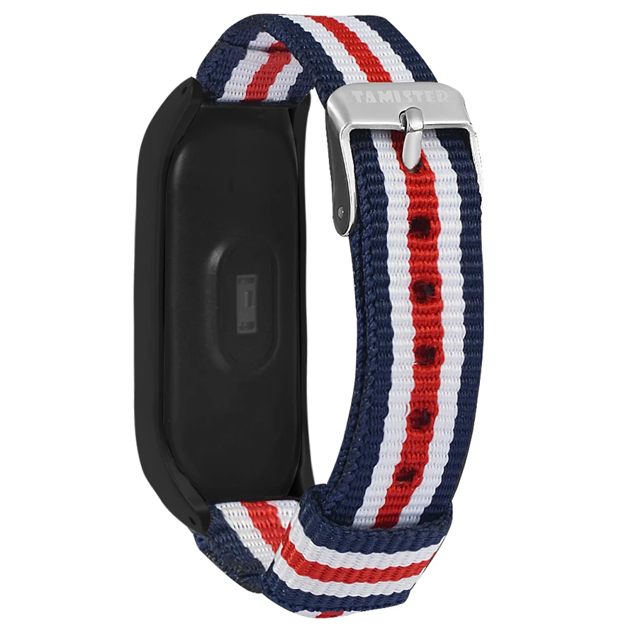 Полосатый холщовый ремешок на запястье для Xiaomi Band 3 Mi металлический корпус